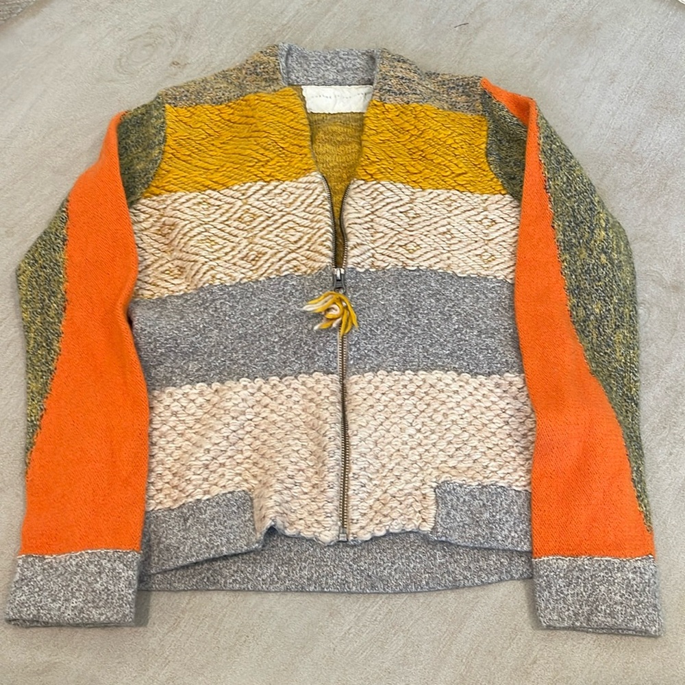 Change Of The Moon wool blend zip up cardigan sweater. Size L